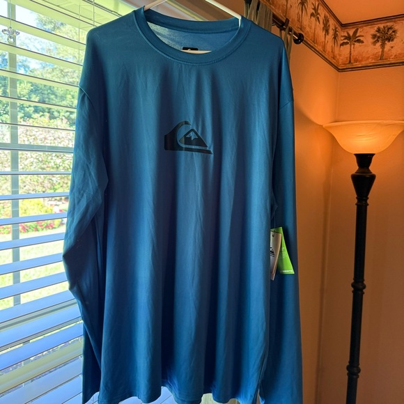 Quiksilver Men's Solid Streak Long Sleeve Rashguard UPF 50+, XXXL, Blue, NWT - Picture 2 of 11